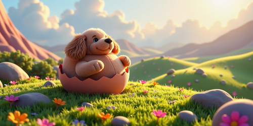 Generate an image of Big Belly Bob BBB the plush labradoodle with an absurdly large spherical belly .jpg