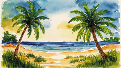 painting palm trees by ocean with beach scene.jpg