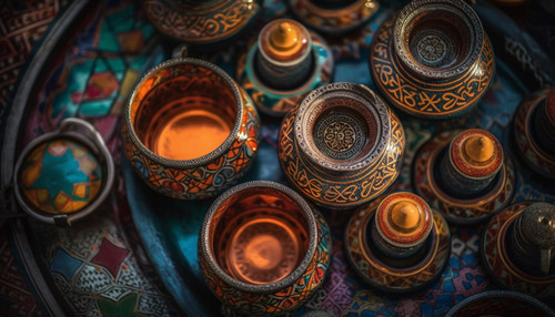 Ancient earthenware jar ornate decoration, blue colors generated by artificial intelligence.jpg