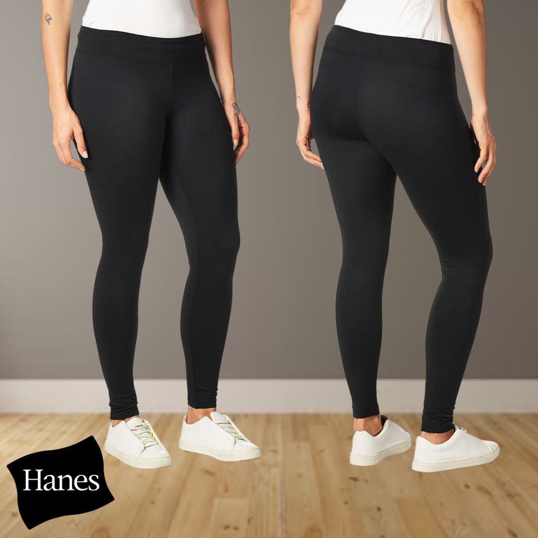 Hanes Leggings femininas Constant Comfort Q71127 1 par, Preto