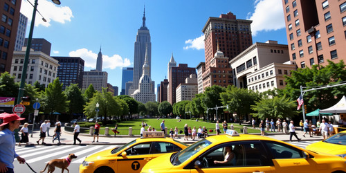 Subject A sunny day in New York City with clear skies and warm temperatures Context The city is bust.jpg