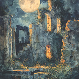 watercolor moon illustration