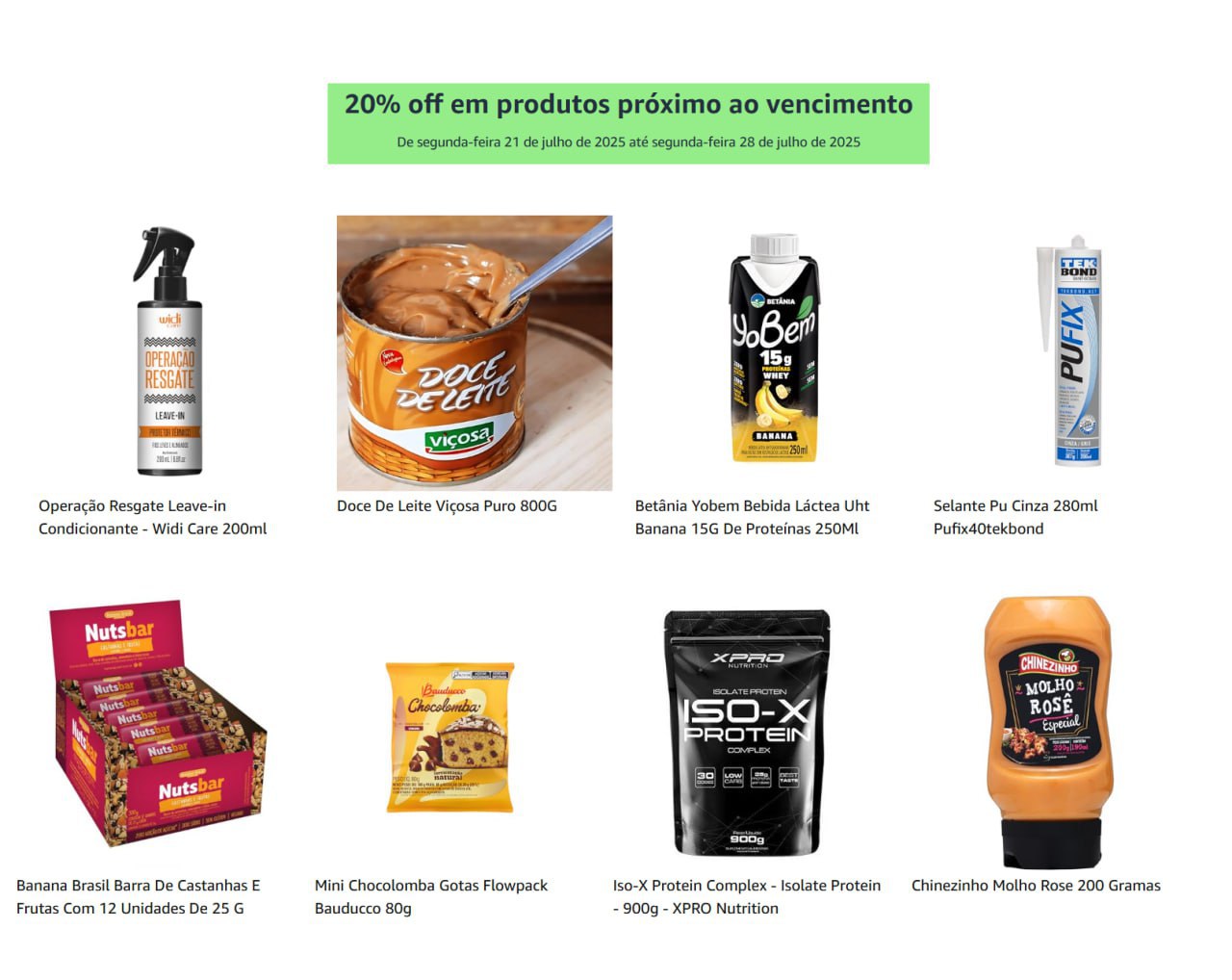 20% off em produtos próximo ao vencimento na Amazon