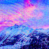 snowy mountain sunse