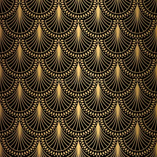 art deco pattern seamless black gold background metallic shells scales lace ornament minimalistic ge.webp