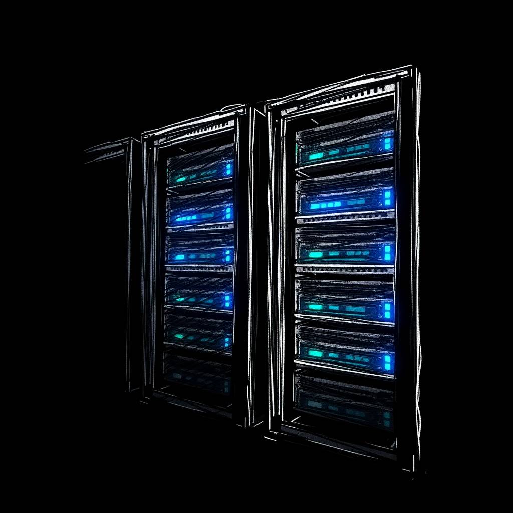 Silueta de rack de servidores