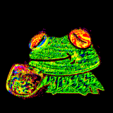 bootleg kermit enjoying some coffee