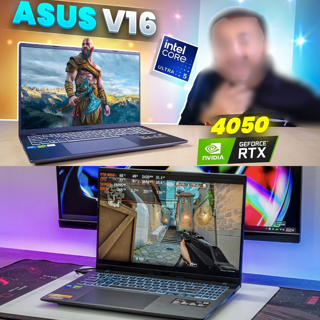 Notebook ASUS V16, Intel Core 5, NVIDIA RTX™ 4050, 16GB, 512GB SSD, Windows 11 Home, 16″ LCD LED FHD, Matte Black
