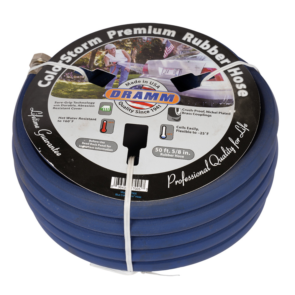 Dramm 5/8" x 50 ft Heavy-Duty Premium Garden Hose – Blue – Model 7618037