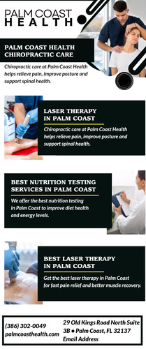 If you're looking for expert chiropractic care in Palm Coast, Palm Coast Health offers personalized treatments to relieve pain, improve mobility, and support your overall wellness. Our experienced team uses advanced techniques to help you feel your best naturally—without drugs or surgery. Your spine health is our priority. For more information visit us at : https://palmcoasthealth.com/