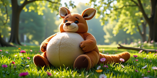 Big Belly Bob BBB a plush kangaroo with an absurdly large spherical belly usually sitting like a ted.jpg