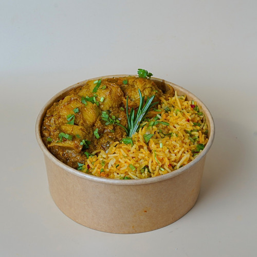 Soya chunk masala w orange rice 1.jpg