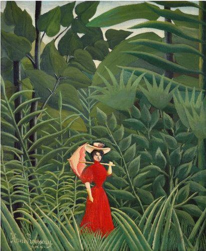 henri 'le douanier' rousseau femme en rouge dans la foret.jpg