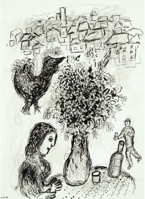 marc chagall esquisse pour la lithographie le bouquet rose.jpg