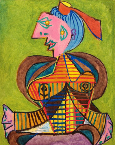 pablo picasso femme a la coiffe d'arlesienne sur fond vert.jpg
