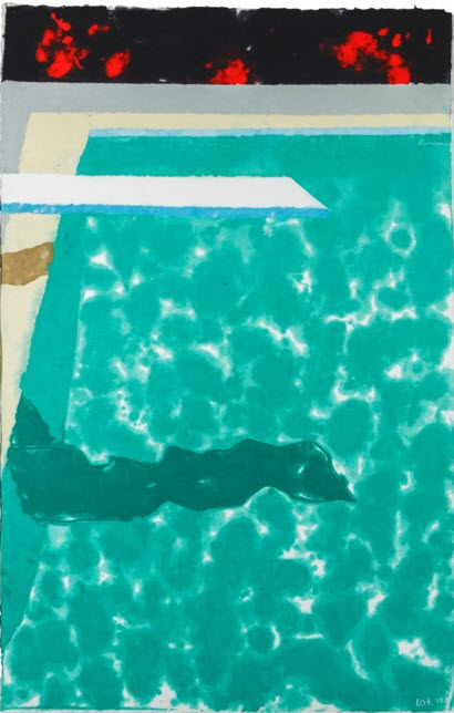 david hockney green pool with diving board and shadow.jpg