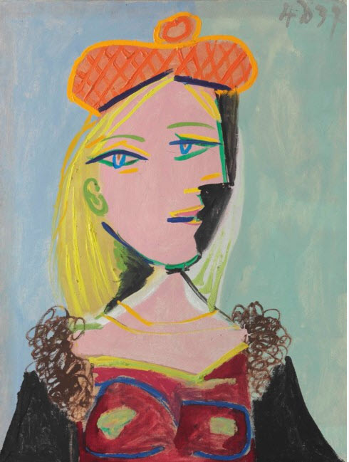 pablo picasso femme au beret orange et au col de fourrure.jpg