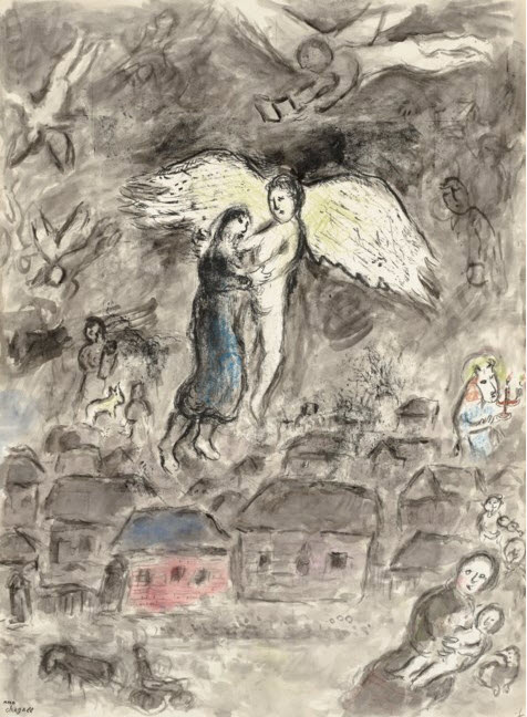 marc chagall rencontre avec l'ange dans le ciel du village.jpg