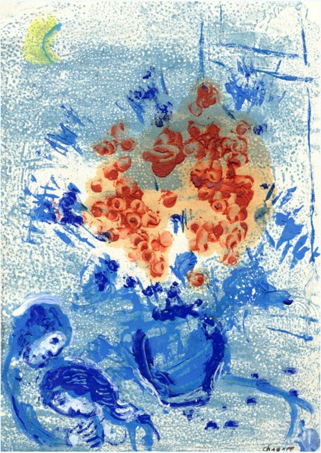 marc chagall bouquet rouge aux amoureux sur fond bleu.jpg
