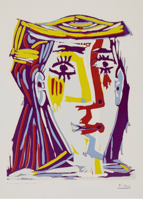 pablo picasso portrait de jacqueline au chapeau de paille multicolore.jpg