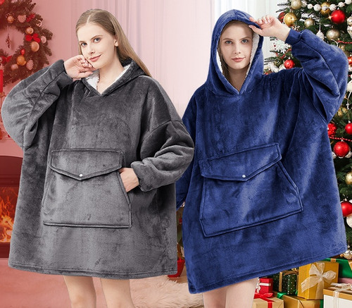 YUGYVOB Cobertor com capuz sherpa grande, cobertor quente e felpudo, moletom com bolso, ideal para h.jpg