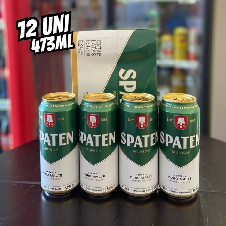 Pack Cerveja Spaten Puro Malte, Lata, 473ml, Caixa 12 unidades