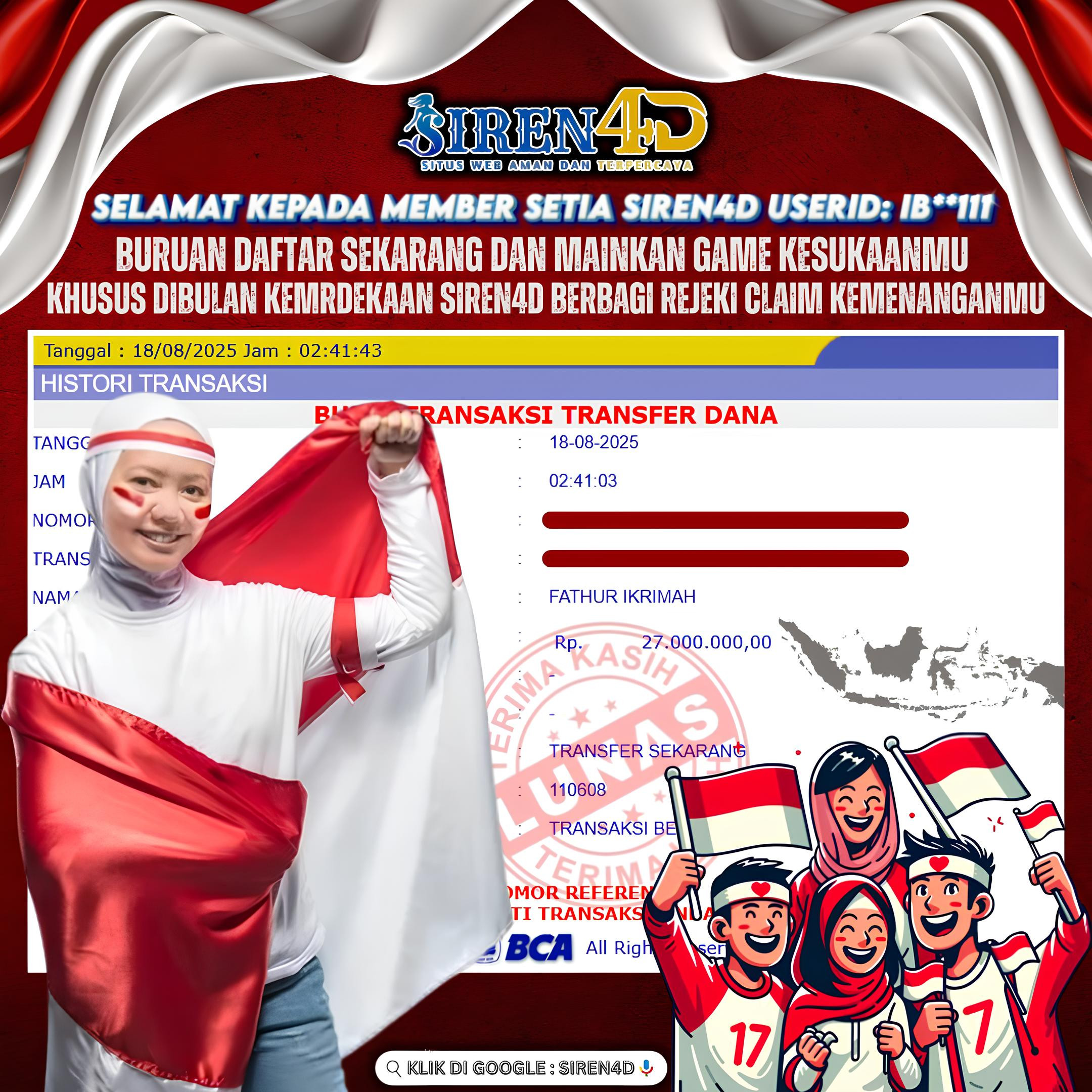 SIREN4D  - JACKPOT RP 27JT DIBAYAR LUNAS