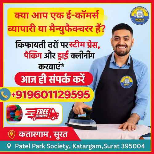 Professional steam press laundry service for wrinkle-free clothes in Surat