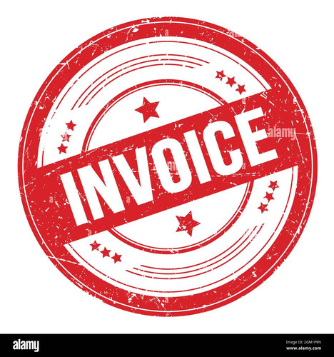 invoice text on red round grungy texture stamp 2GM1P9N.jpg
