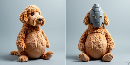  An ultra Cardassian cone head version of Big Belly Bob a plush labradoodle with an absurdly large s.jpg