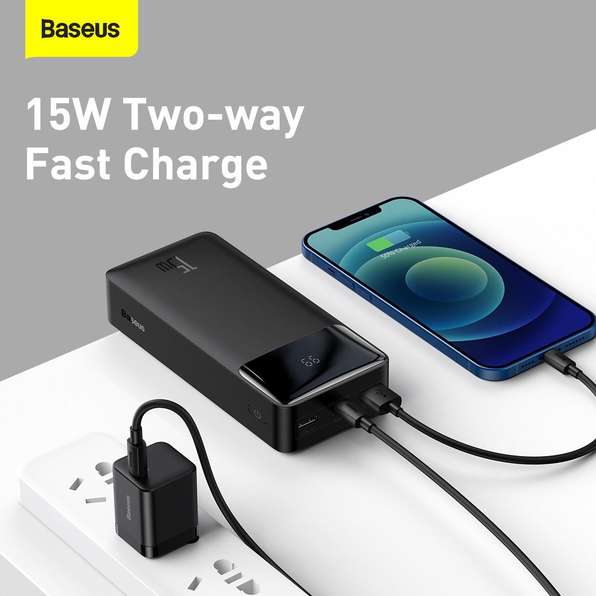 Powerbank Baseus 30000mah 15w Display Digital Carga Rápida