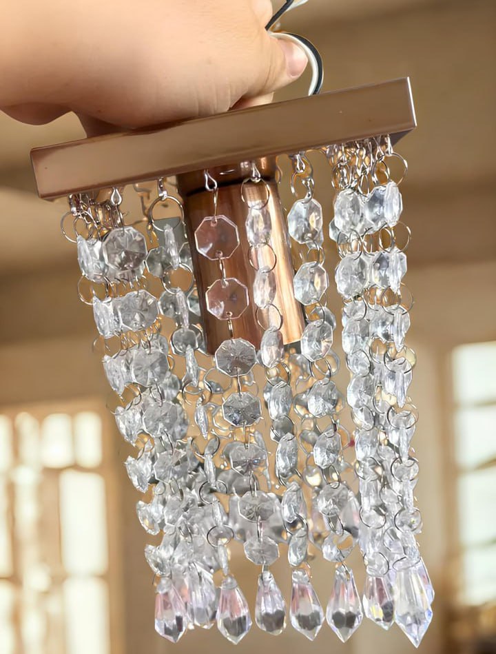 Lustre Clearcrilic Aurora De Cristal Acrilico Quadrado Cobre