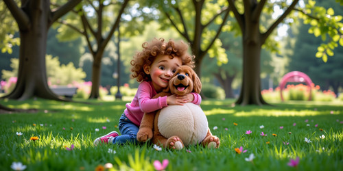  A heartwarming scene featuring Bouncy Girl a lively and energetic young girl playing happily with h.jpg