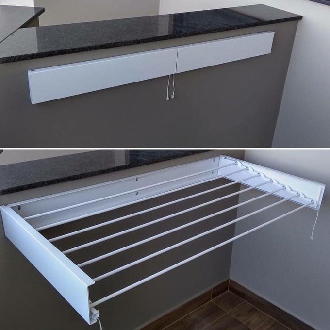 Varal Magico 7 Varetas 120cm Aluminio – Dobravel Branco