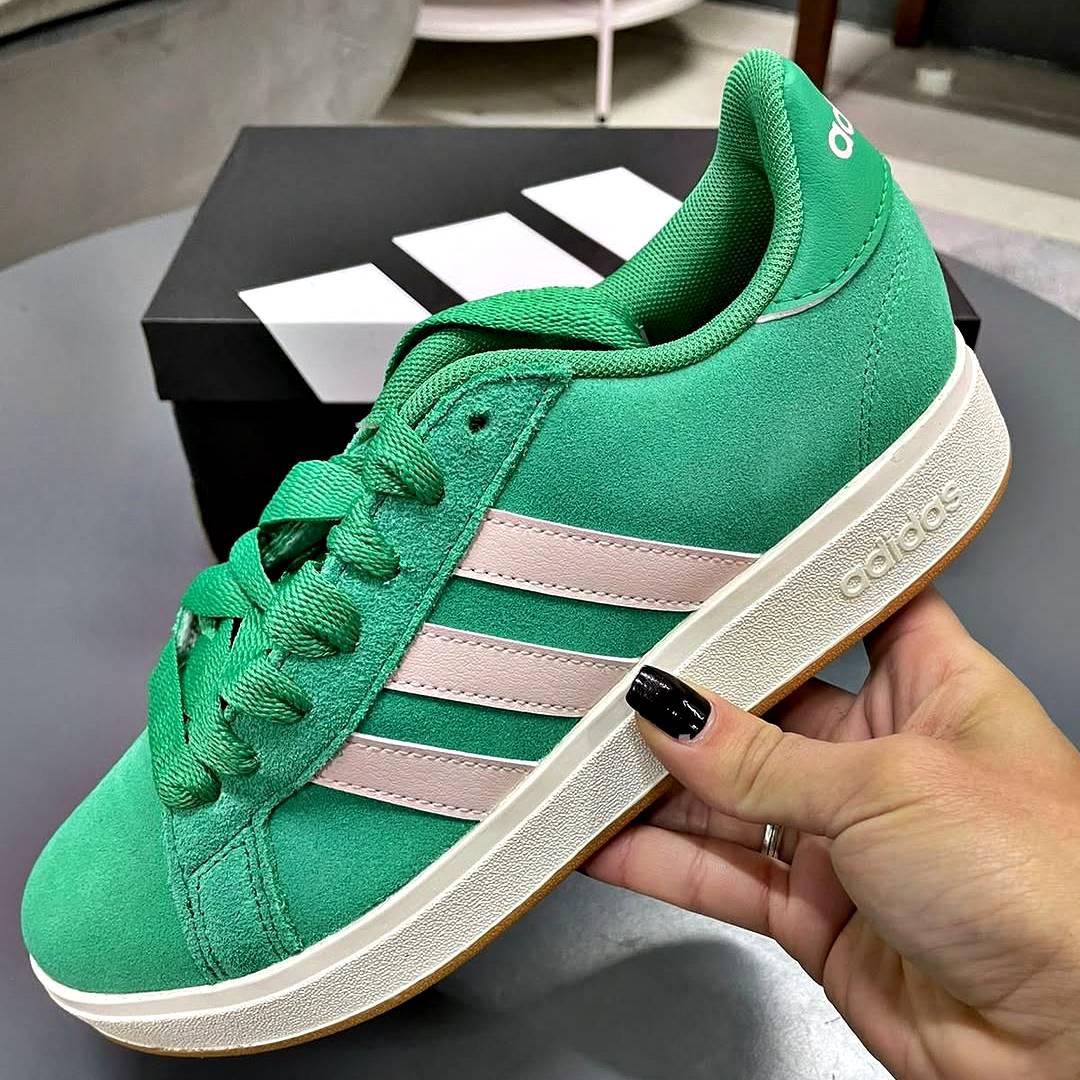 Tênis Adidas Grand Court Base Suede Feminino – Verde