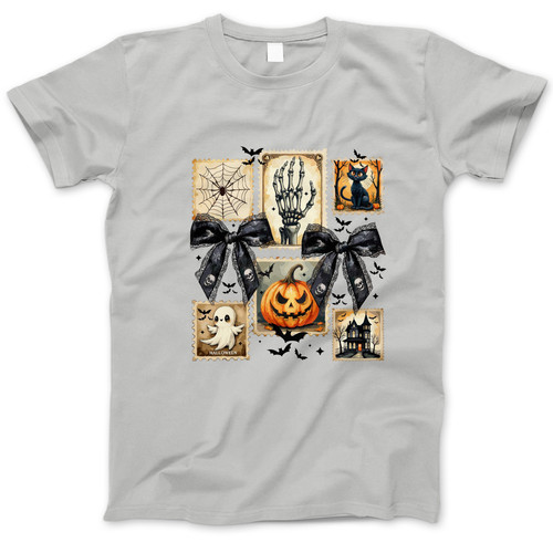 Photograph of four blank t-shirts greys beige and army green. Clipping path included. Ready for your.jpg