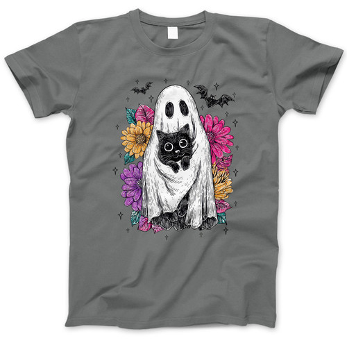 Photograph of four blank t-shirts greys beige and army green. Clipping path included. Ready for your.jpg