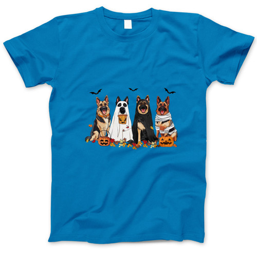 Photograph of four blank t-shirts greys beige and army green. Clipping path included. Ready for your.jpg