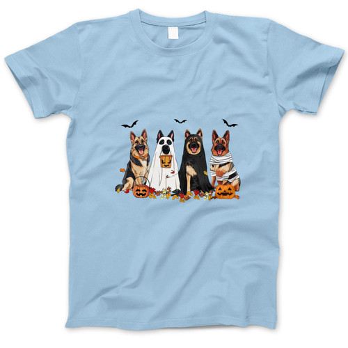 Photograph of four blank t-shirts greys beige and army green. Clipping path included. Ready for your.jpg