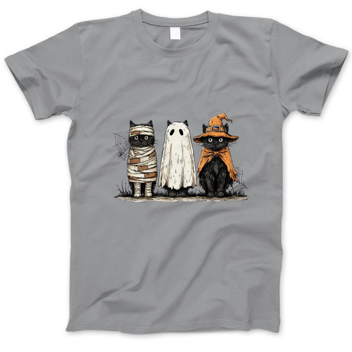 Photograph of four blank t-shirts greys beige and army green. Clipping path included. Ready for your.jpg