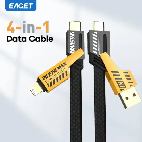 Eaget 4 In 1 65W Fast Charging Cable Cord For iPhone Android USB Type C Charger.webp
