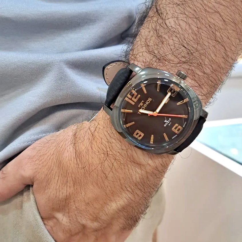 Relógio Technos Masculino Golf Grafite – 2115txe/0p Correia Preto Bisel Preto
