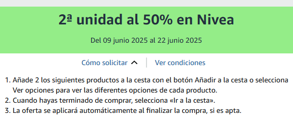 2ª unidad al 50% en una selección de productos Nivea 🧴
