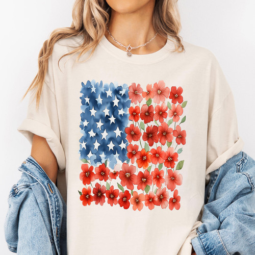 201. Mockup t shirt MK 1Mockup 24ofJuly Flag flowers.jpg