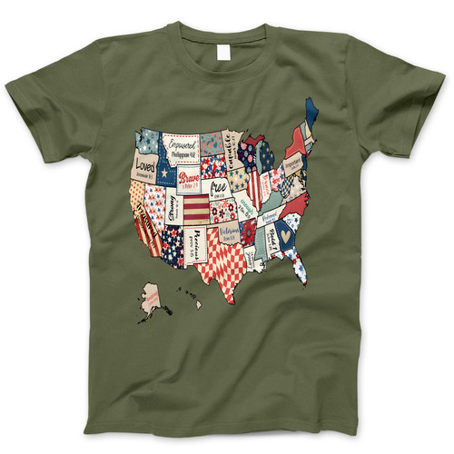 Photograph of four blank t-shirts greys beige and army green. Clipping path included. Ready for your.jpg