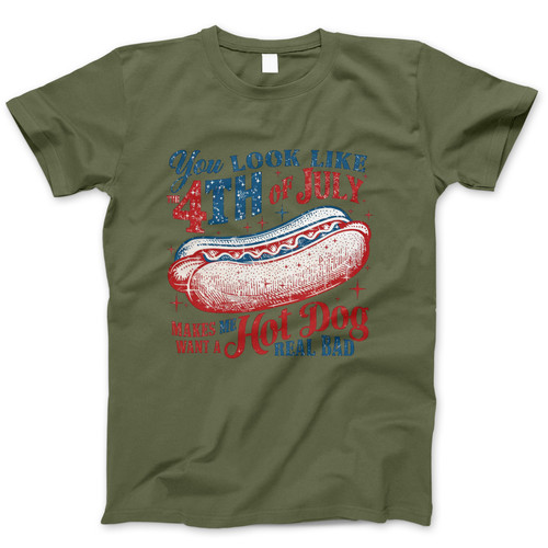 Photograph of four blank t-shirts greys beige and army green. Clipping path included. Ready for your.jpg