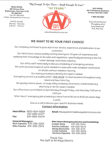 AllWays Electric Corp.: #1 Commercial Electrical Repair services on Long Island.png