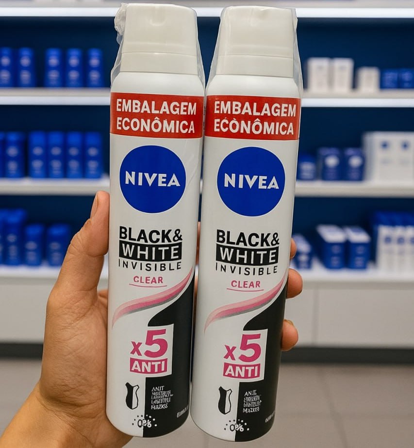 NIVEA Kit Desodorante Aerossol Black & White Clear 150ml – 2 Unidades, Nivea, pacote de 2
