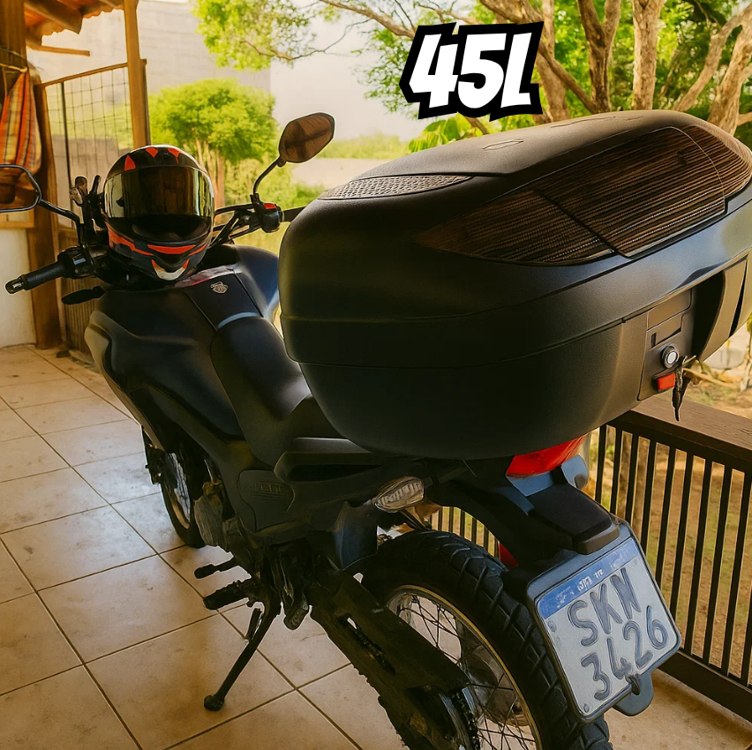 Bau Bauleto Moto 45 Litros Protork Cabe 2 Capacetes Completo