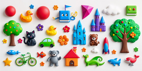 Create an image featuring 20 distinct objects each assigned a unique color from a vibrant palette Th.jpg